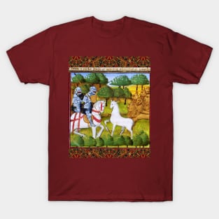 Lancelot and Mordred Crossing a White Stag Escorted by Lions,Arthurian Legends Medieval Miniature T-Shirt